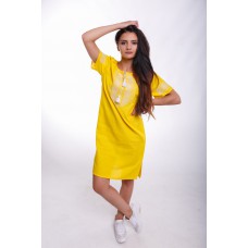 Embroidered Mini Dress "Joyful Youth" Yellow